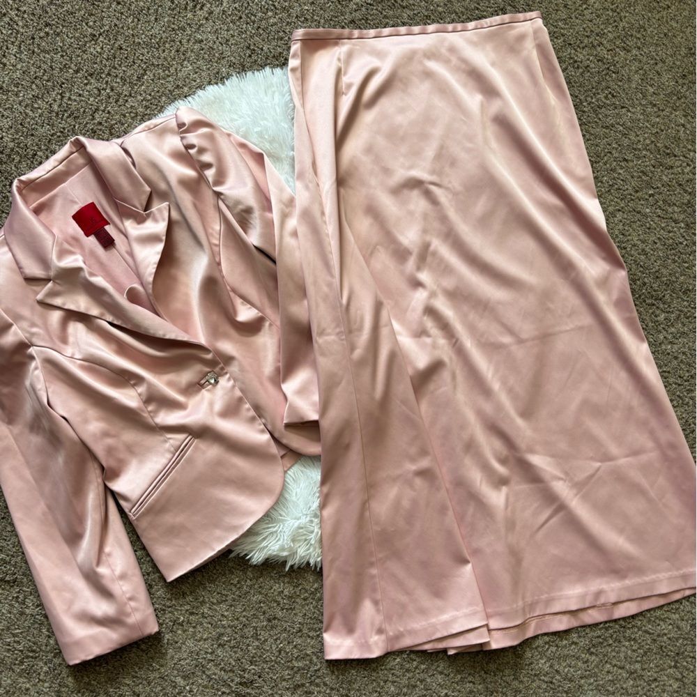 Js Collection Skirt Suit Blazer Jacket Vintage 2 Piece Pink New Womens Size 14